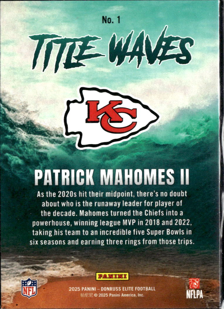 Patrick Mahomes II 2025 Donruss Elite Title Waves Kansas City Chiefs