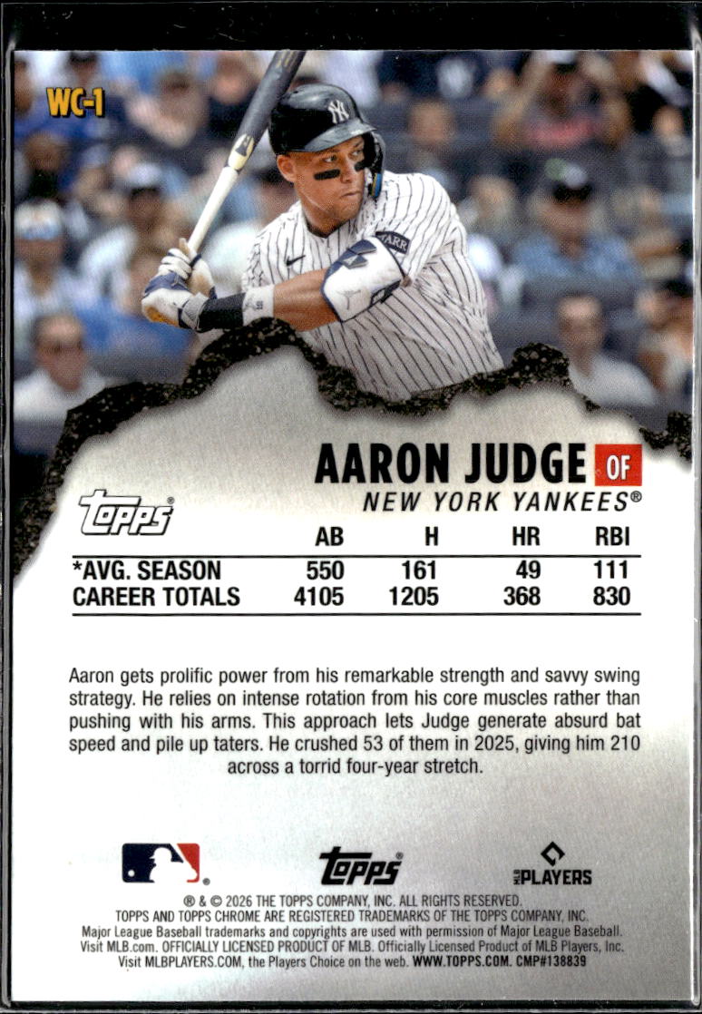 Aaron Judge 2026 Topps Chrome Wrecking Crew Refractor New York Yankees
