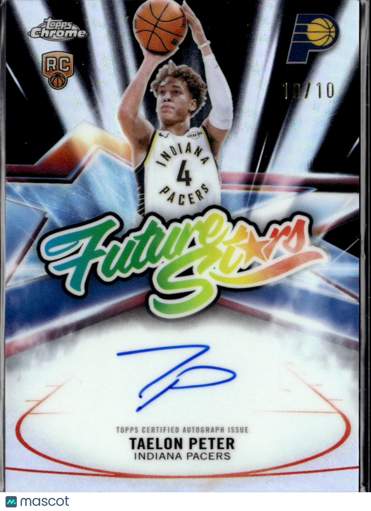 Taelon Peter 2026 Topps Chrome Auto Autograph Black RC 10/10 Indiana Pacers