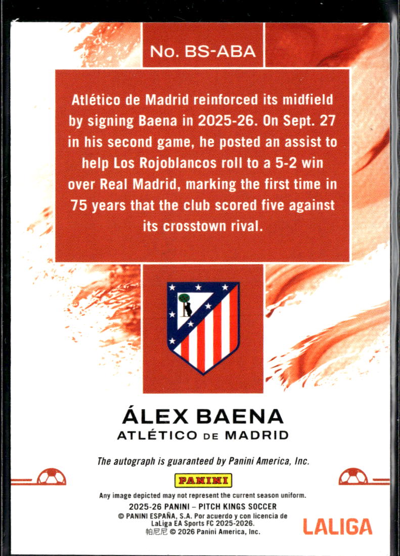 Alex Baena 2026 Pitch Kings Auto Autograph Atletico De Madrid