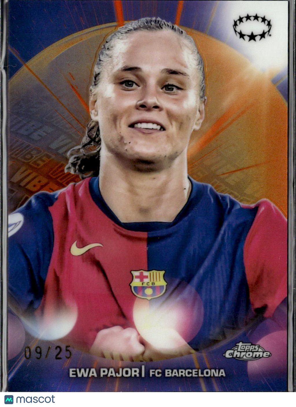 Ewa Pajor 2025 Topps Chrome Orange Refractor 9/25 FC Barcelona