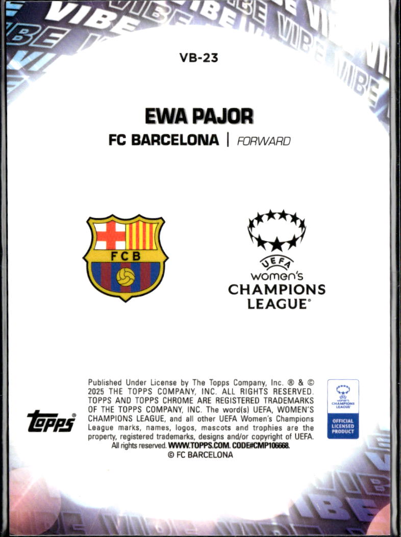 Ewa Pajor 2025 Topps Chrome Orange Refractor 9/25 FC Barcelona