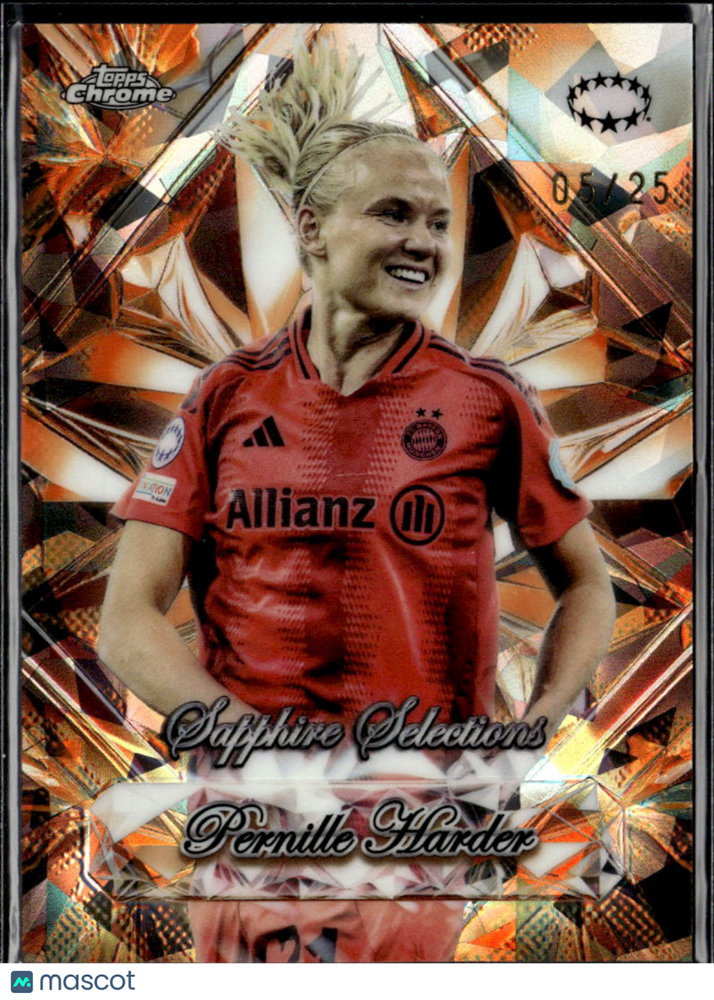 Pernille Harder 2025 Topps Chrome Sapphire Orange 5/25 FC Bayern München