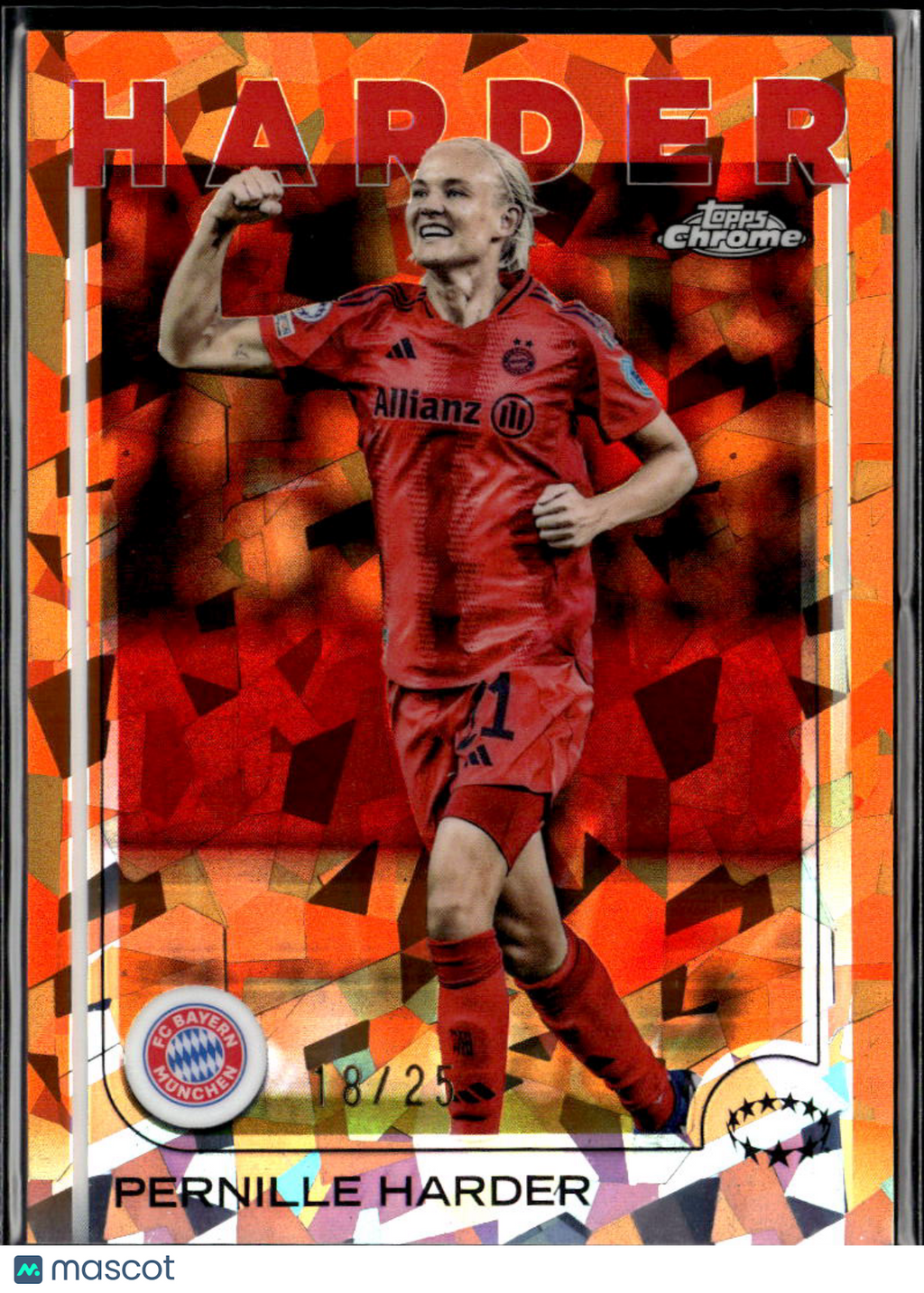 Pernille Harder 2025 Topps Chrome Sapphire Orange Refractor /25 Bayern München