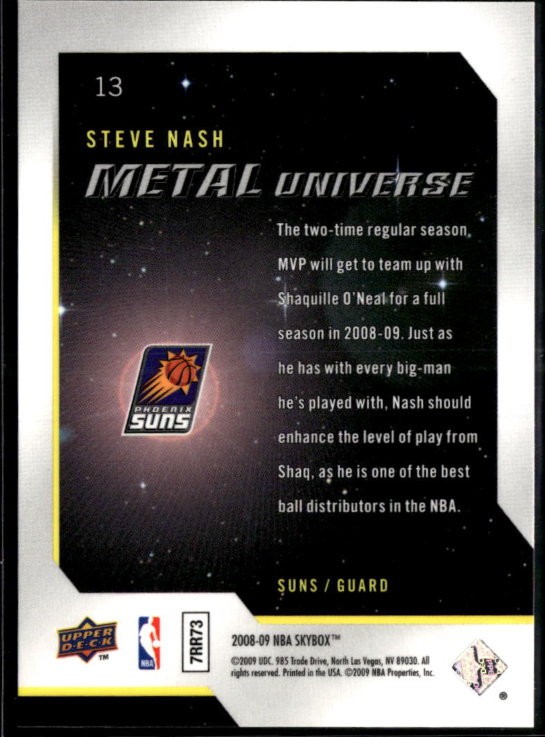 Steve Nash 2008-09 SkyBox Metal Universe #13 Phoenix Suns
