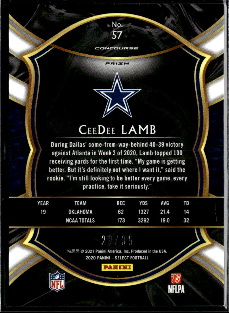 CeeDee Lamb 2020 Select White Prizm Rookie RC 29/35 Dallas Cowboys