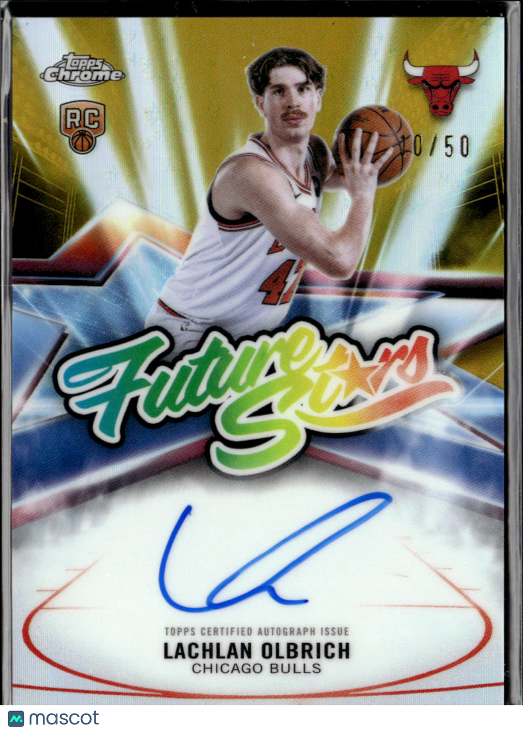Lachlan Olbrich 2026 Topps Chrome Update Auto Autograph GOLD RC /50 Bulls