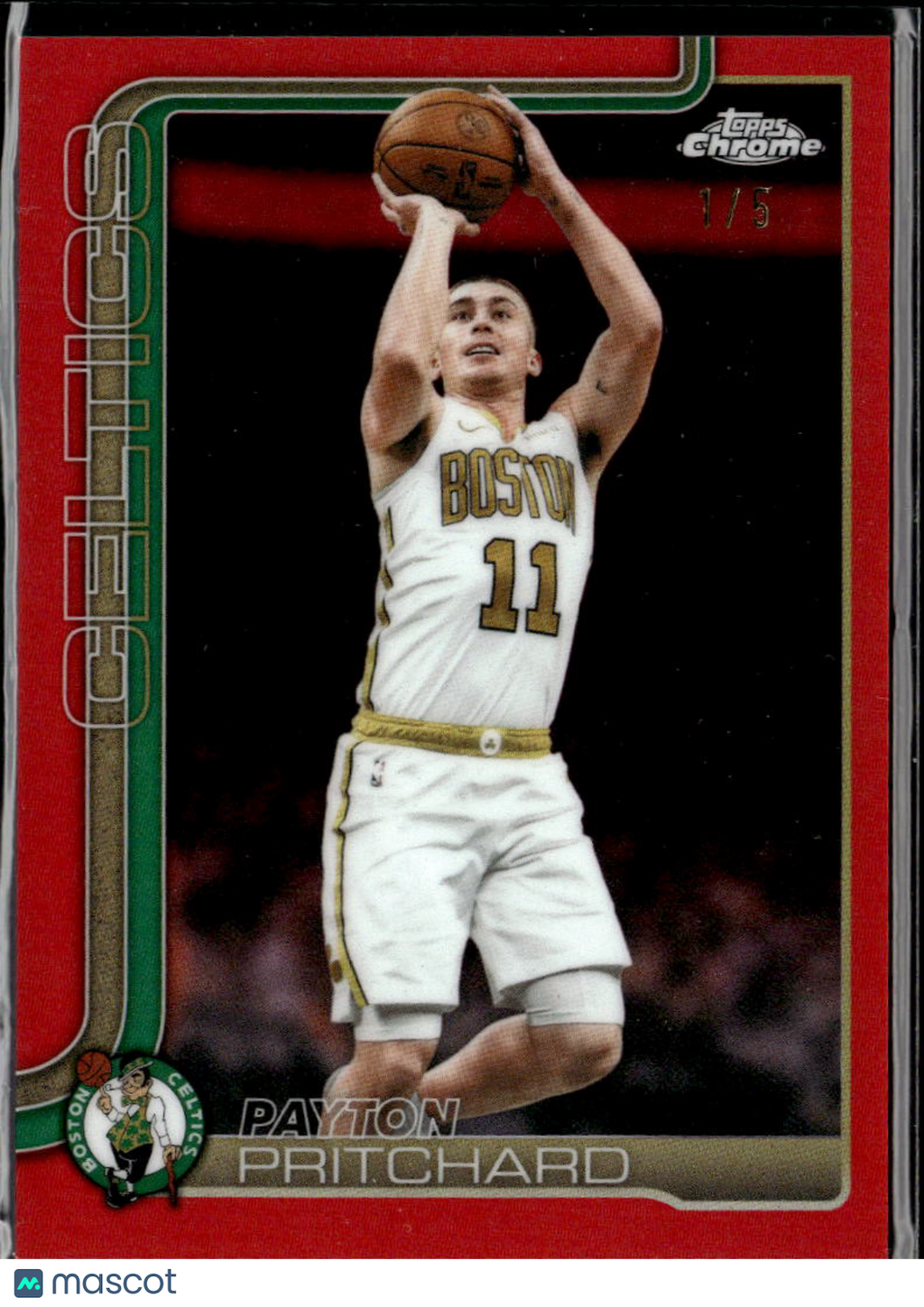 Payton Pritchard 2025-26 Topps Chrome Update RED Refractor 1/5 Boston Celtics