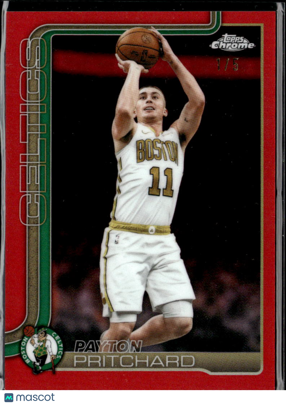 Payton Pritchard 2025-26 Topps Chrome Update RED Refractor 1/5 Boston Celtics