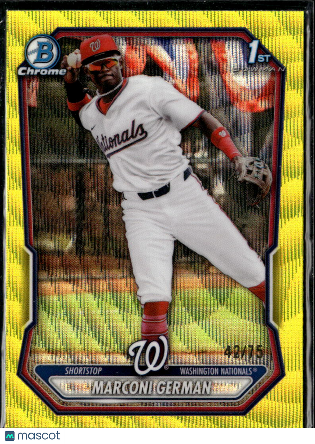 Marconi German 2026 Bowman Chrome 1st Yellow Wave 42/75 Washington Nationals