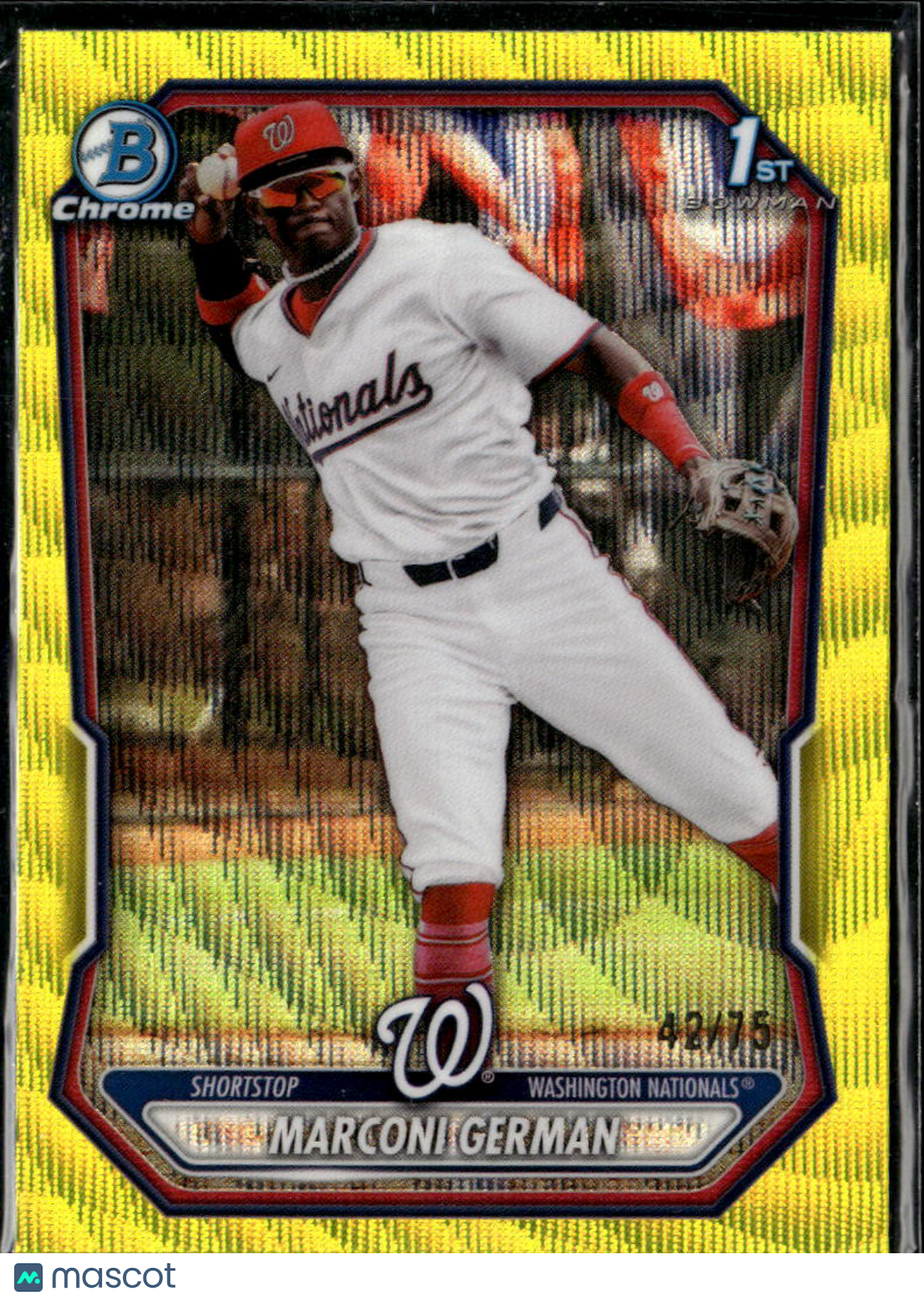 Marconi German 2026 Bowman Chrome 1st Yellow Wave 42/75 Washington Nationals