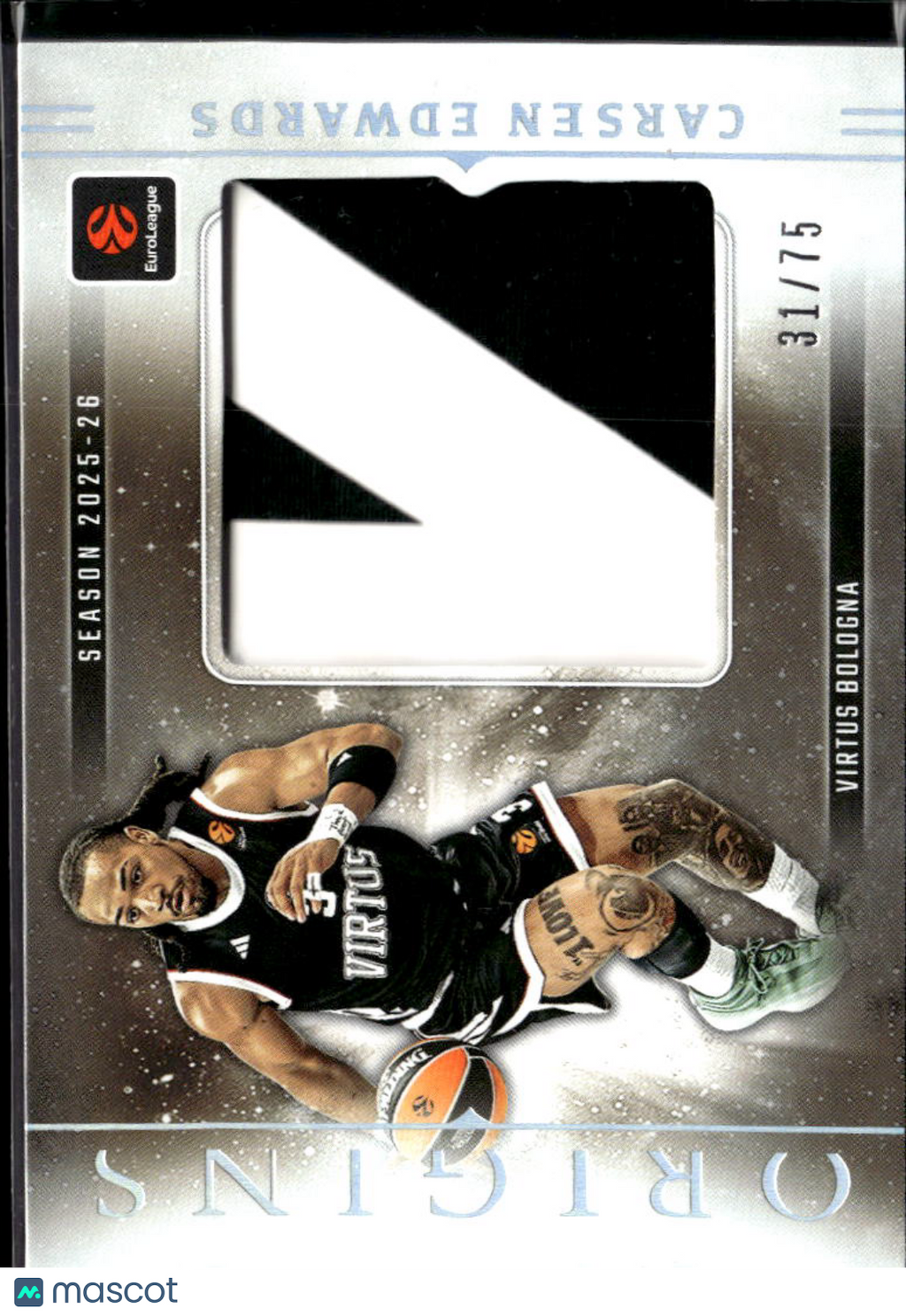 Carsen Edwards 2025-26 Origins EuroLeague Patch 31/75 Virtus Bologna