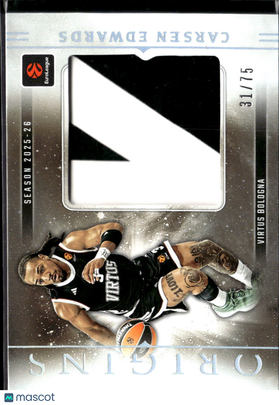 Carsen Edwards 2025-26 Origins EuroLeague Patch 31/75 Virtus Bologna