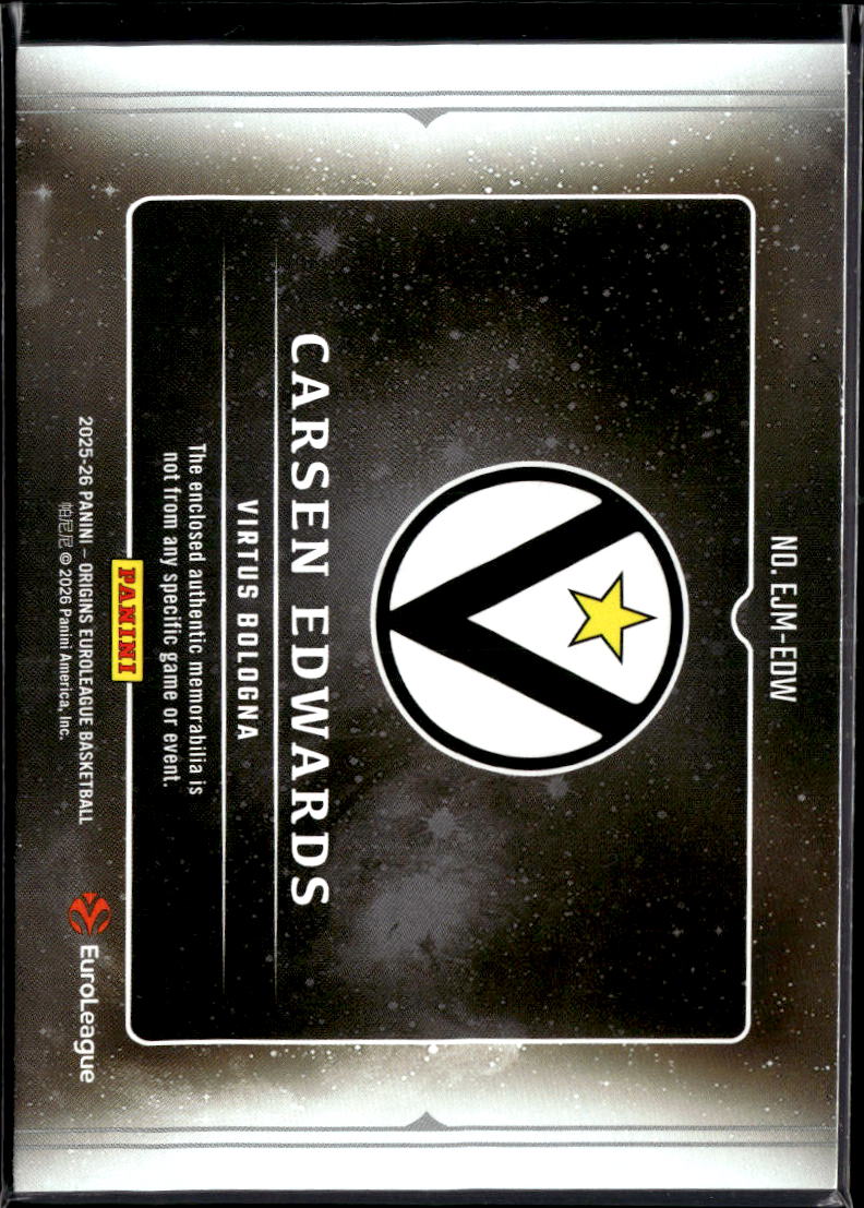 Carsen Edwards 2025-26 Origins EuroLeague Patch 31/75 Virtus Bologna