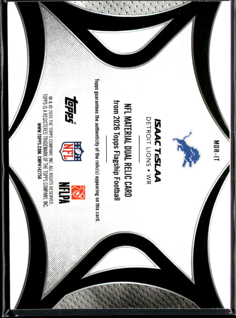 Isaac TeSlaa 2026 Topps Flagship Green Jersey Patch 33/99 Detroit Lions