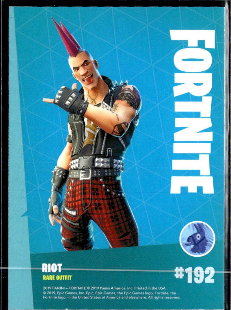 Riot 2019 Panini Fortnite Series 1 Rare Outfit #192