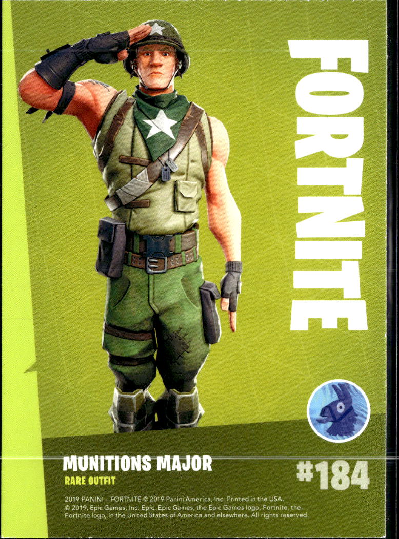 Munitions Major 2019 Panini Fortnite Series 1 Rare Outfit #184