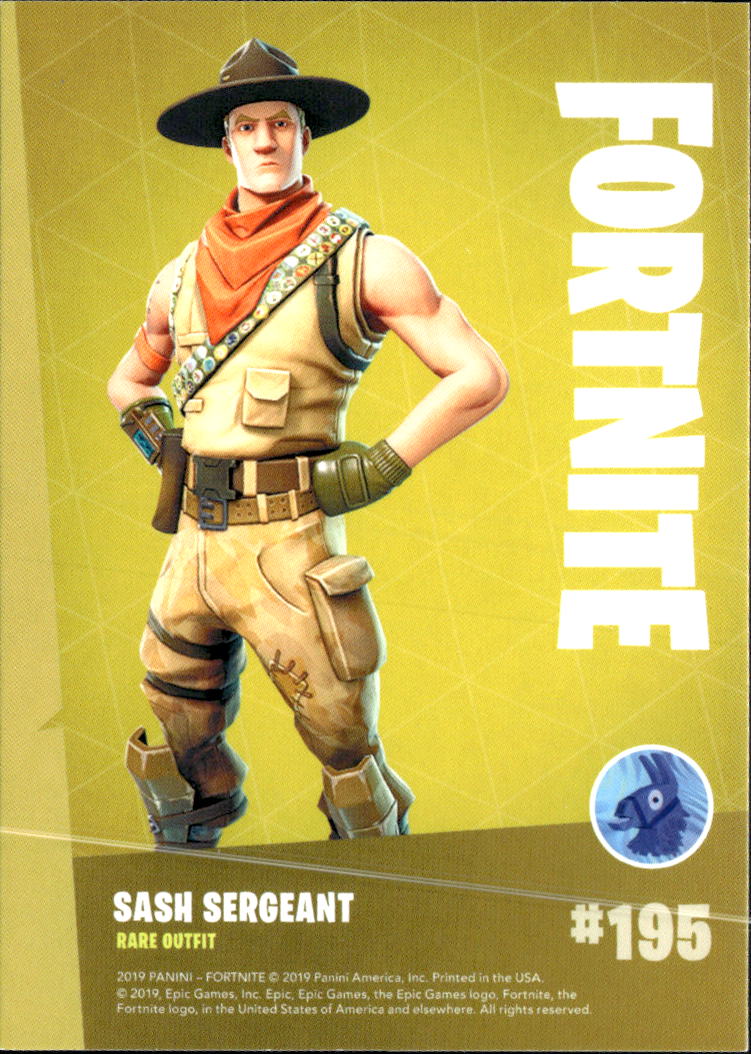 Sash Sergeant 2019 Panini Fortnite Series 1 Rare Outfit #195