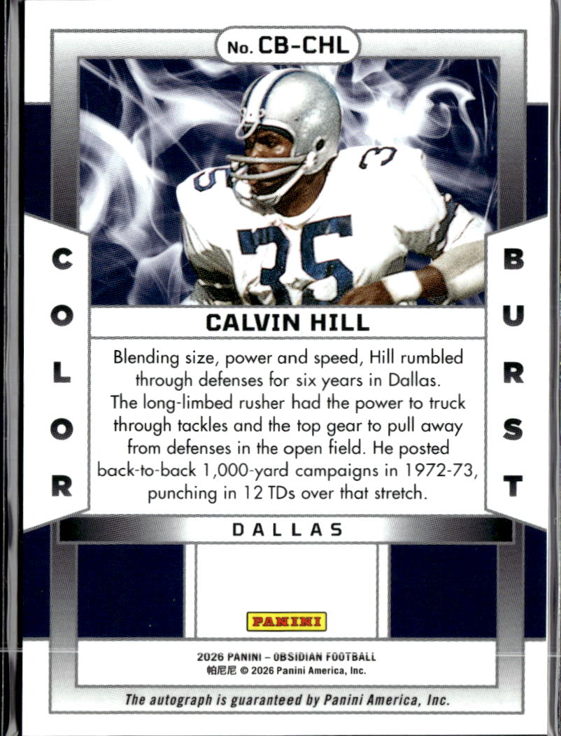 Calvin Hill 2026 Obsidian Auto Autograph Dallas Cowboys