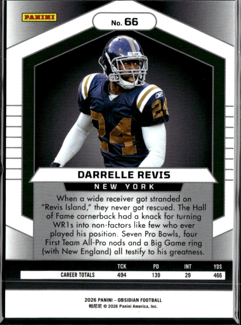 Darrelle Revis 2026 Panini Obsidian Card New York Jets