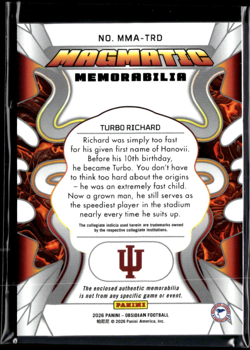 Turbo Richard 2026 Obsidian Jersey Patch RC Indiana Hoosiers