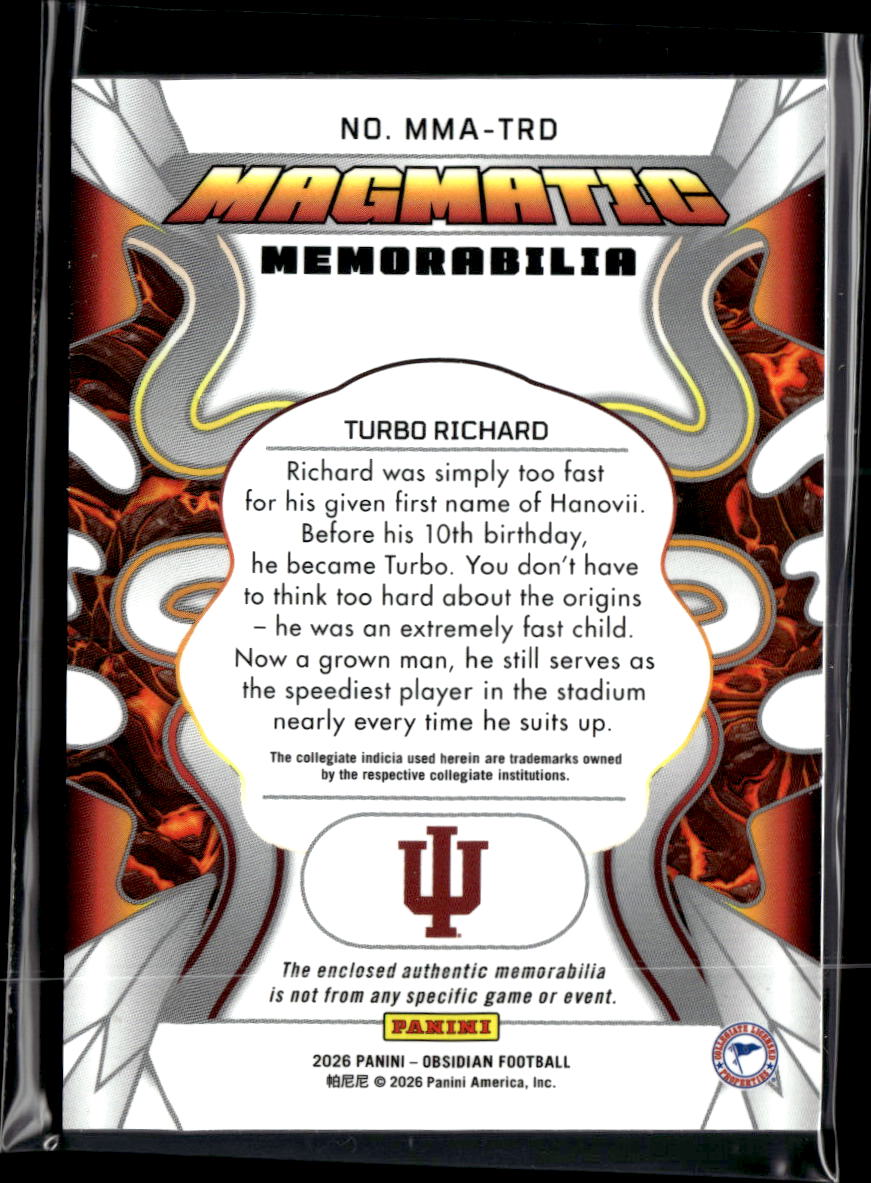 Turbo Richard 2026 Obsidian Jersey Patch RC Indiana Hoosiers