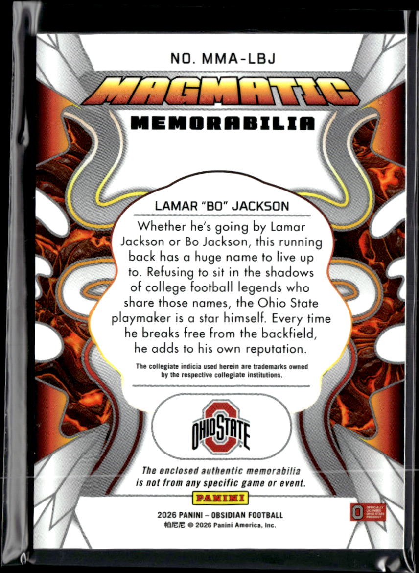 Lamar "Bo" Jackson 2026 Obsidian Jersey Patch RC Ohio State Buckeyes