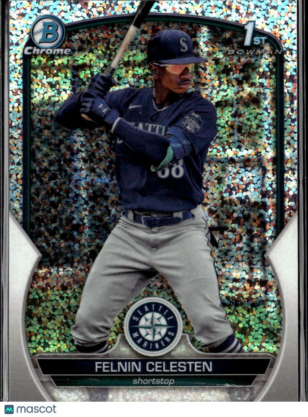 Felnin Celesten 2023 Bowman Chrome 1st Speckle Refractor /299 Seattle Mariners