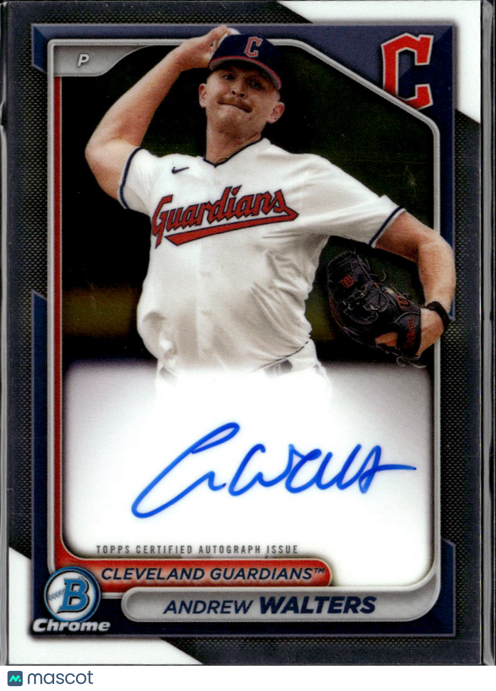 Andrew Walters 2024 Bowman Chrome 1st Auto Autograph Cleveland Guardians