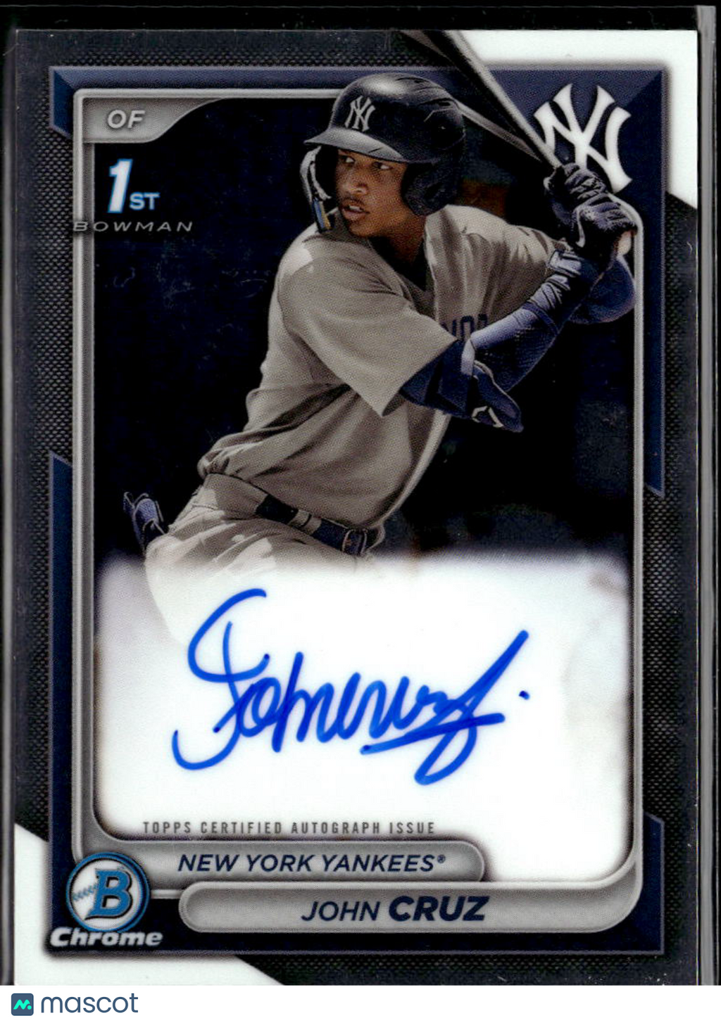 John Cruz 2024 Bowman Chrome 1st Auto Autograph New York Yankees