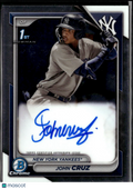 John Cruz 2024 Bowman Chrome 1st Auto Autograph New York Yankees