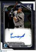 Enmanuel Tejeda 2024 Bowman Chrome 1st Auto Autograph New York Yankees