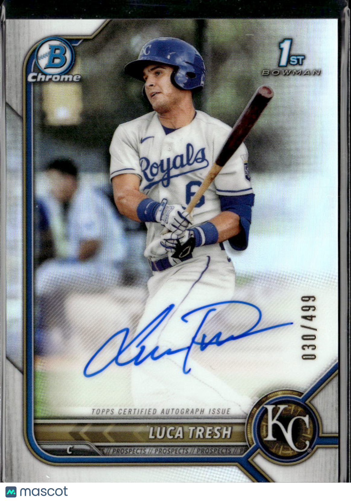 Luca Tresh 2022 Bowman Chrome 1st Auto Autograph /499 Kansas City Royals