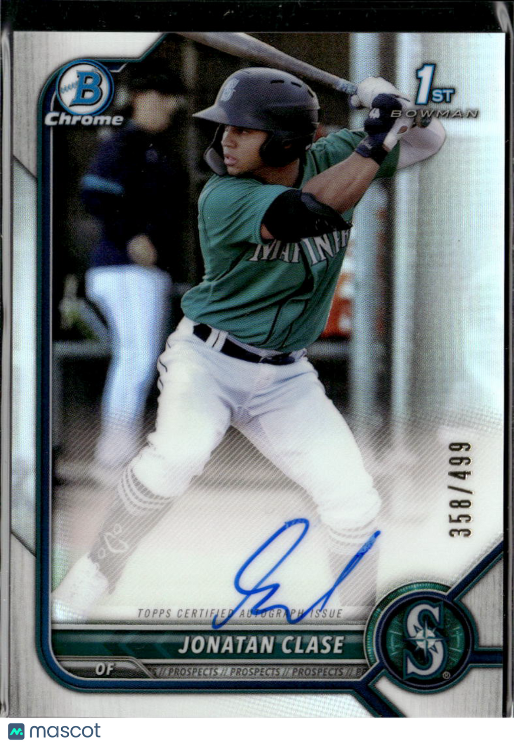 Jonatan Clase 2022 Bowman Chrome 1st Auto Autograph /499 Seattle Mariners
