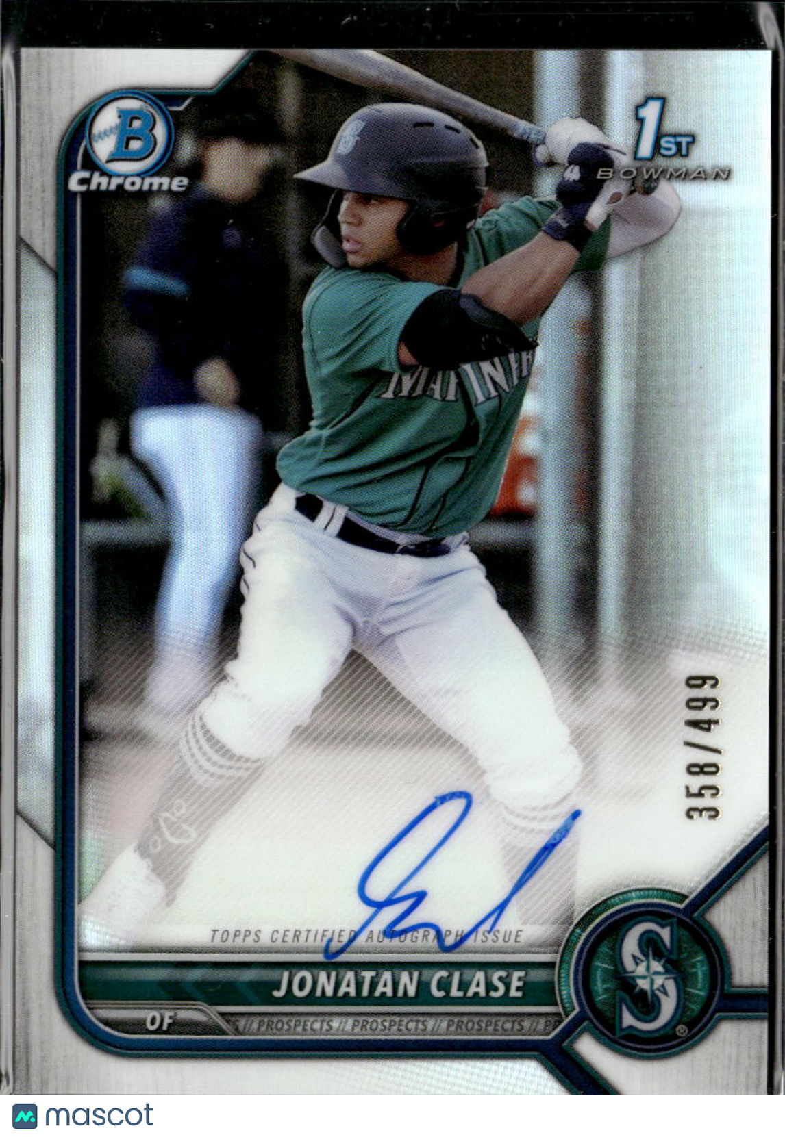 Jonatan Clase 2022 Bowman Chrome 1st Auto Autograph /499 Seattle Mariners