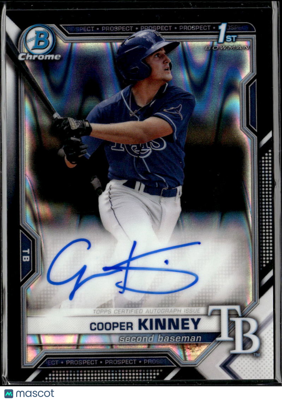 Cooper Kinney 2021 Bowman Chrome 1st Auto Autograph Black Raywave SSP Rays