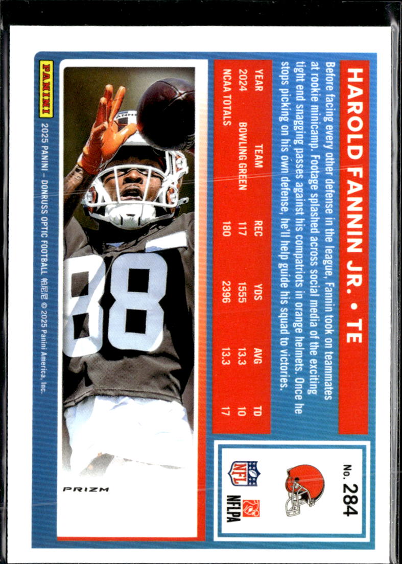 Harold Fannin Jr. 2025 Optic Rated Rookie Blue Stars Cleveland Browns