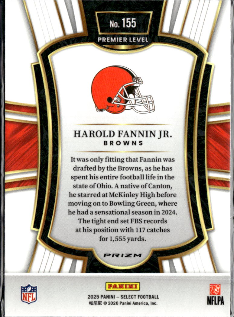 Harold Fannin Jr. 2025 Select Red Black Rookie RC Cleveland Browns