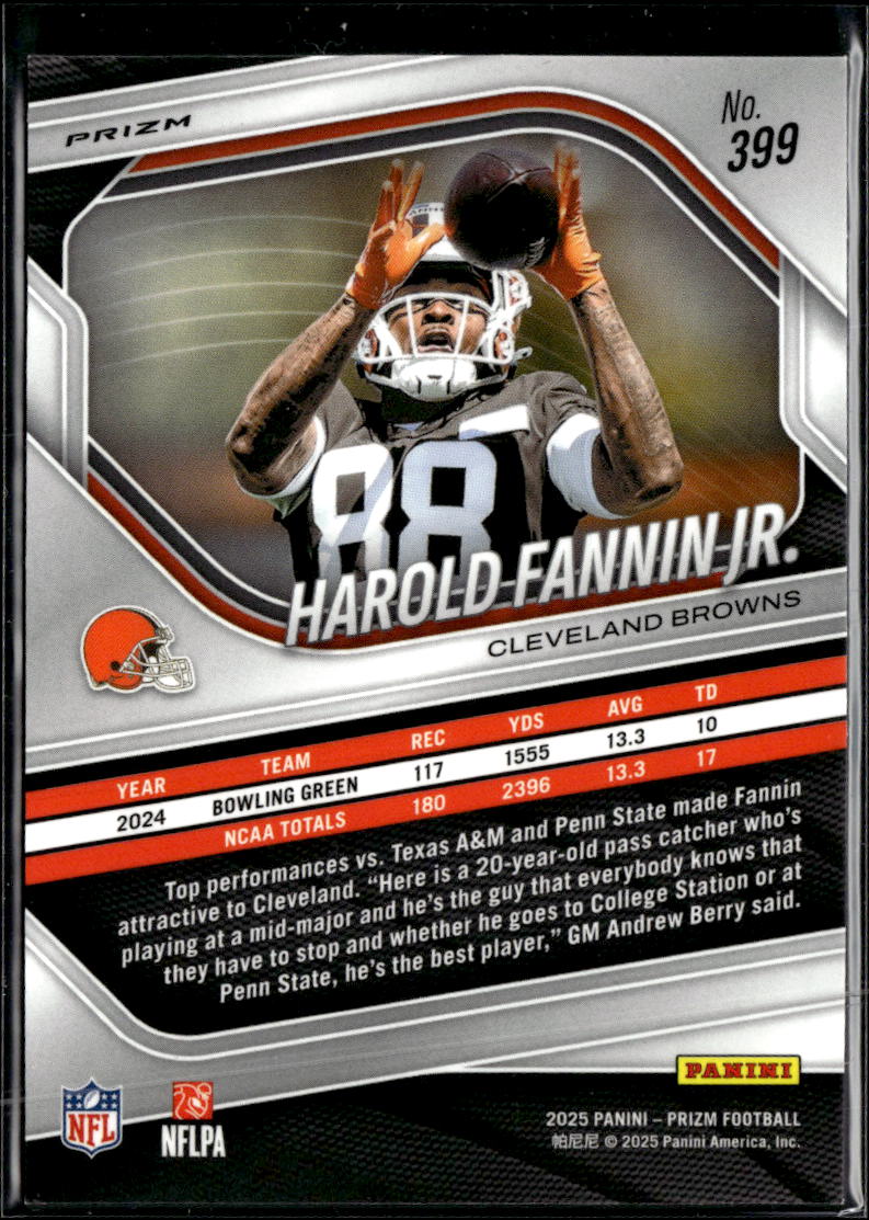 Harold Fannin Jr. 2025 Prizm Red Shock Rookie RC Cleveland Browns
