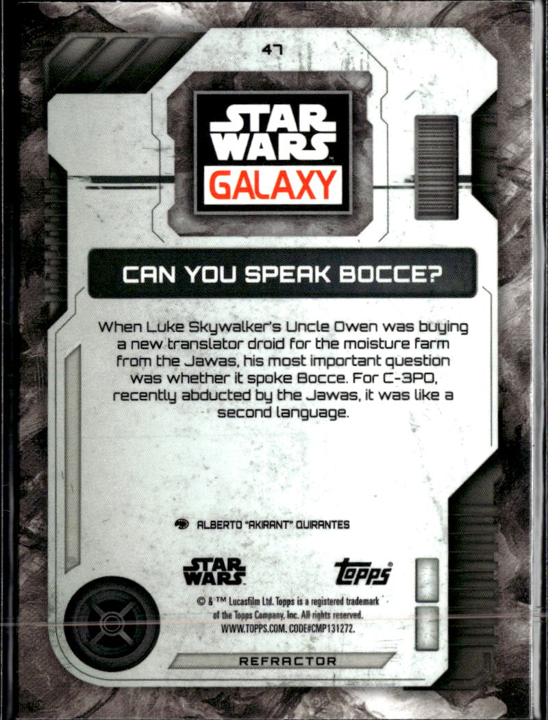 Can You Speak Bocce 2026 Topps Star Wars Galaxy Refractor #47
