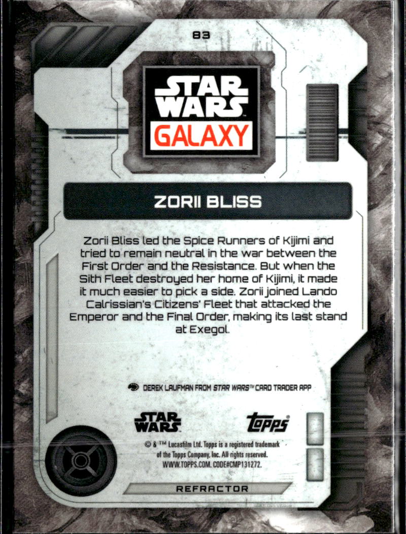 Zorii Bliss 2026 Topps Star Wars Galaxy Refractor #83