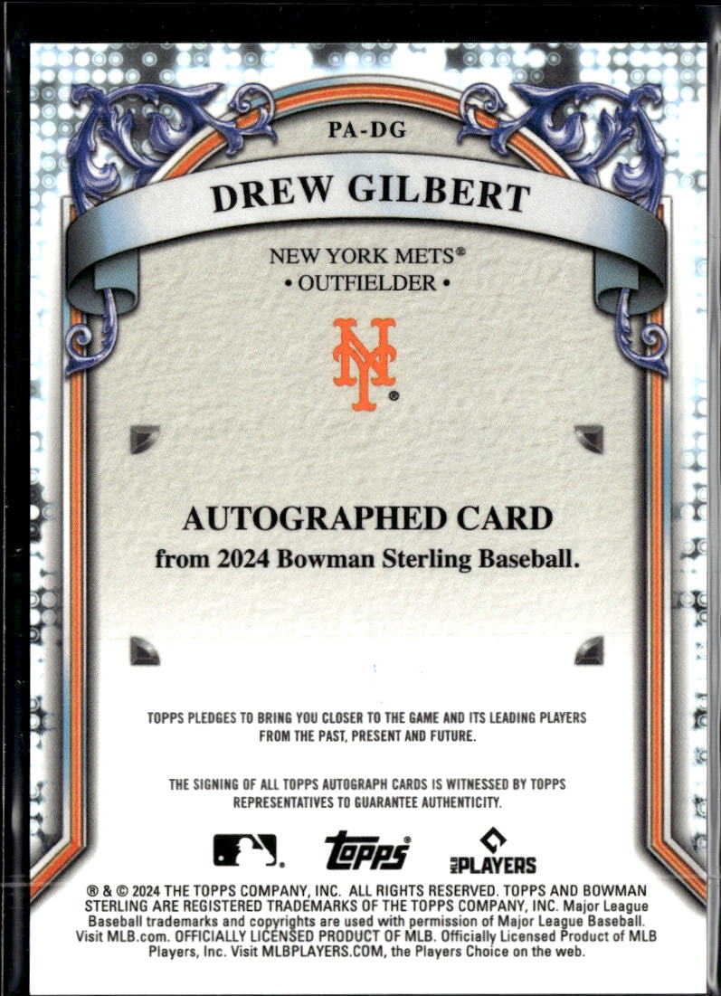 Drew Gilbert 2024 Bowman Sterling Auto Autograph New York Mets