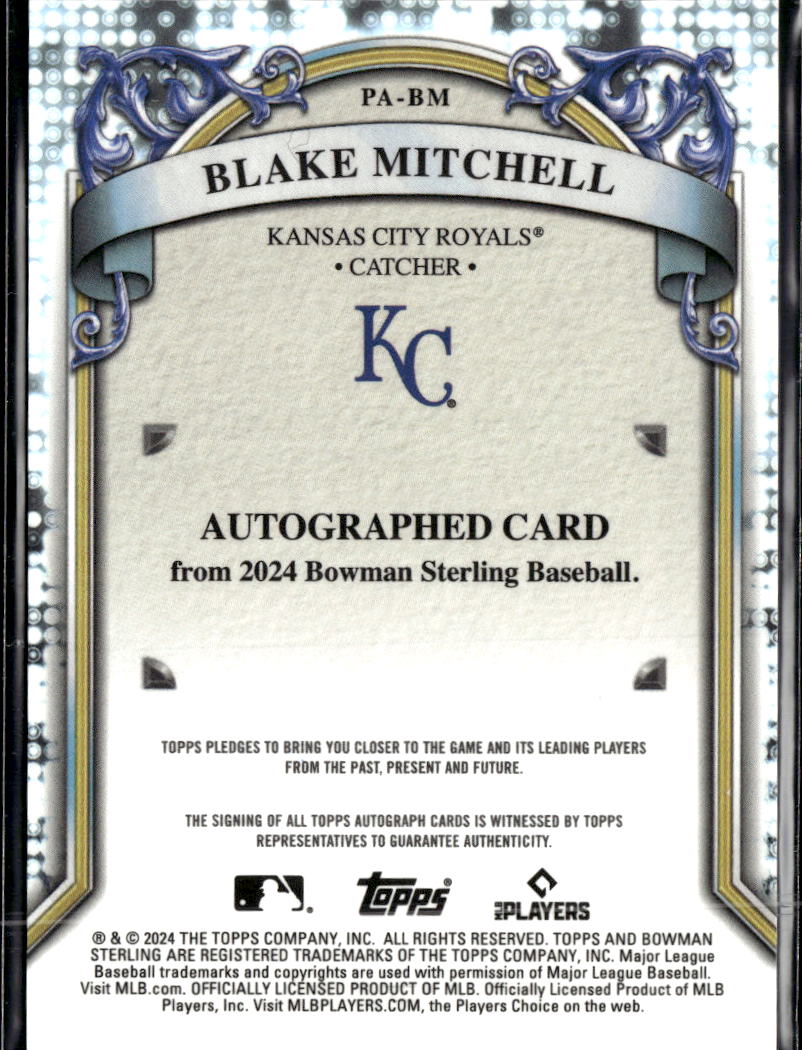Blake Mitchell 2024 Bowman Sterling Autograph Auto Kansas City Royals