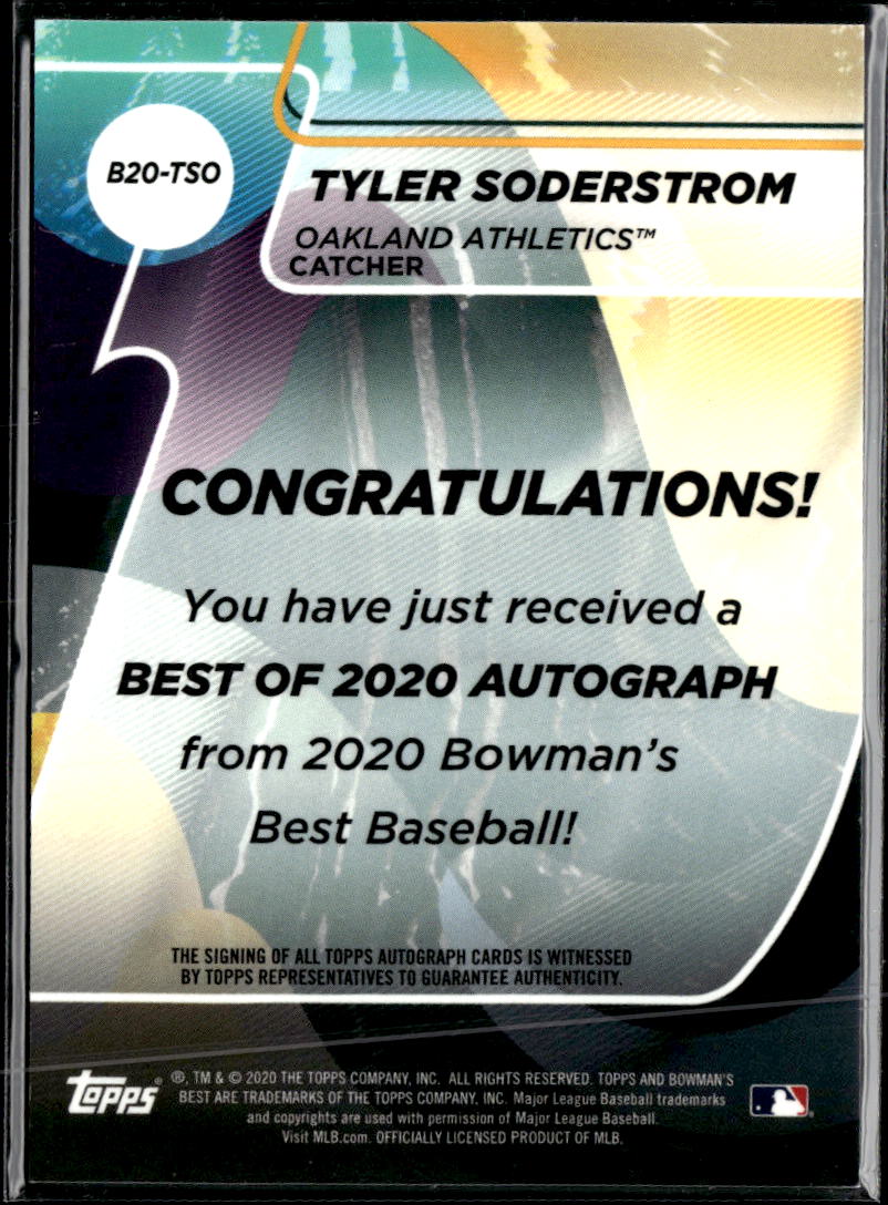 Tyler Soderstrom 2020 Bowman's Best Auto Autograph Oakland Athletics
