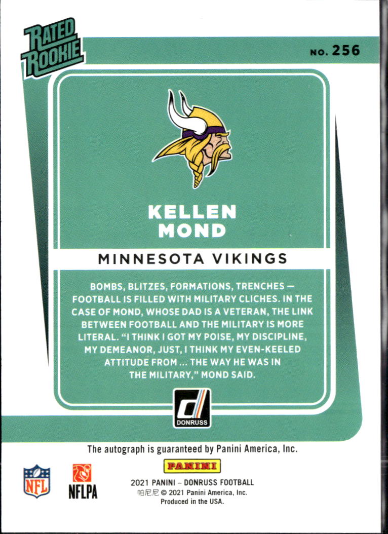 Kellen Mond 2021 Donruss Rated Rookie Auto Autograph Blue Minnesota Vikings