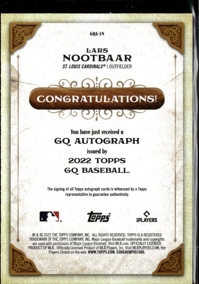 Lars Nootbaar 2022 Topps Gypsy Queen Auto Autograph RC St. Louis Cardinals