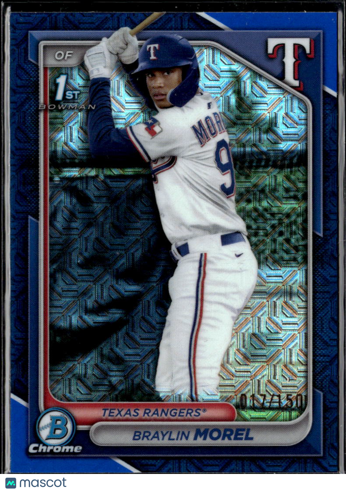 Braylin Morel 2024 Bowman Chrome 1st Blue 17/150 Texas Rangers