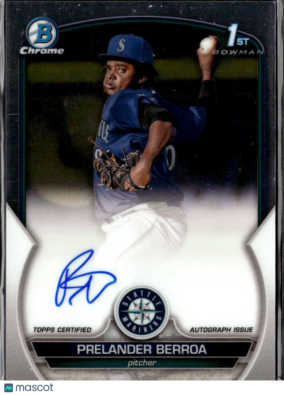 Prelander Berroa 2023 Bowman Chrome 1st Auto Autograph Seattle Mariners