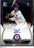 Blaine Crim 2023 Bowman Chrome 1st Auto Autograph Texas Rangers