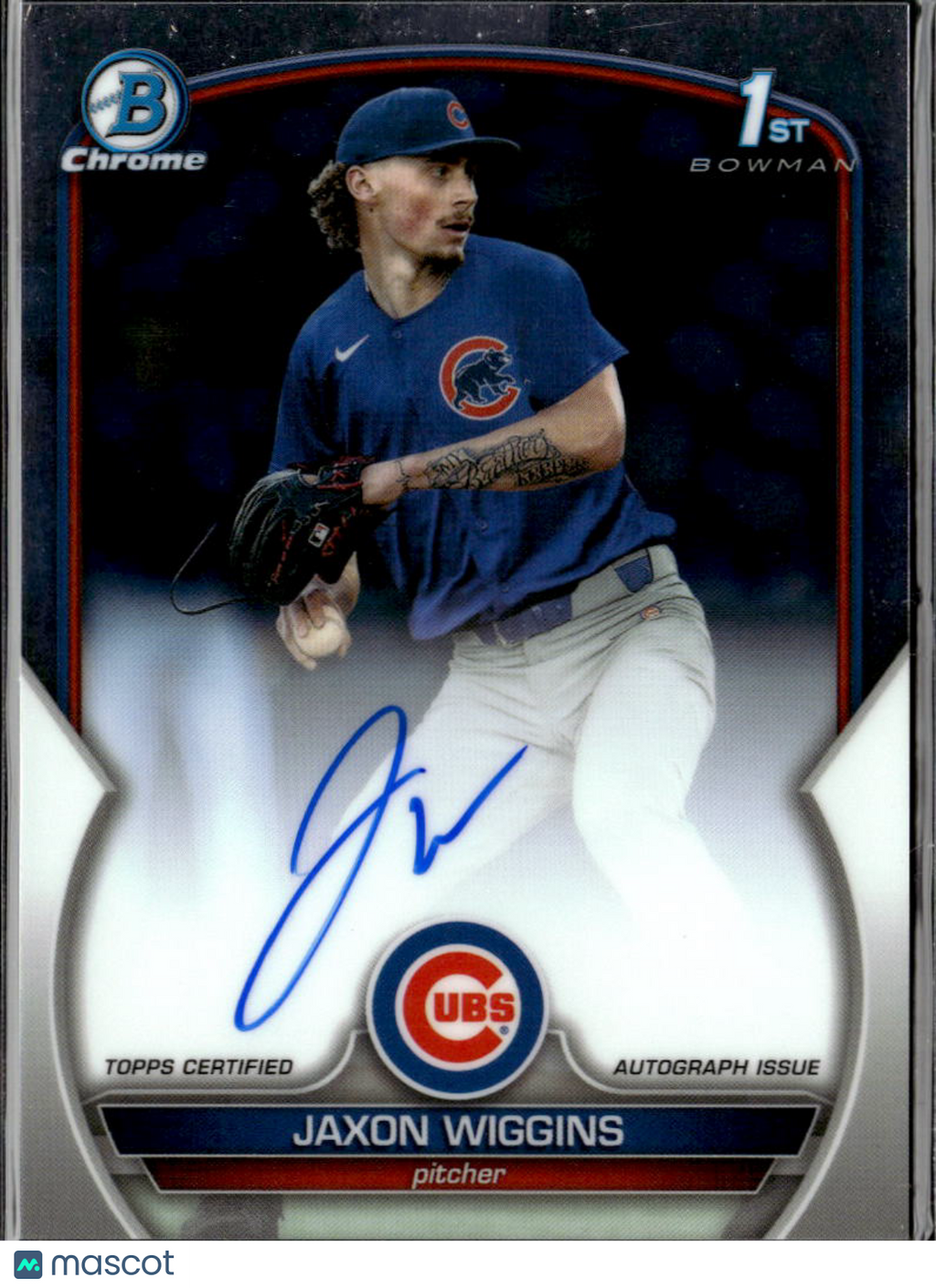 Jaxon Wiggins 2023 Bowman Chrome 1st Auto Autograph Chicago Cubs